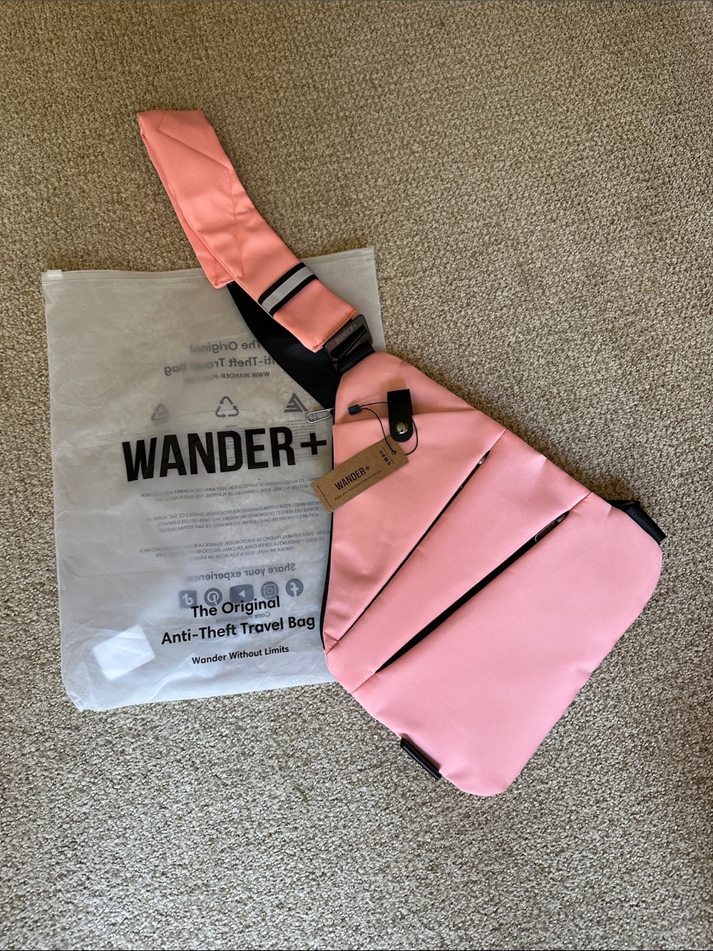 Wander Pink Anti-Theft Crossbody Sling Bag  NWT